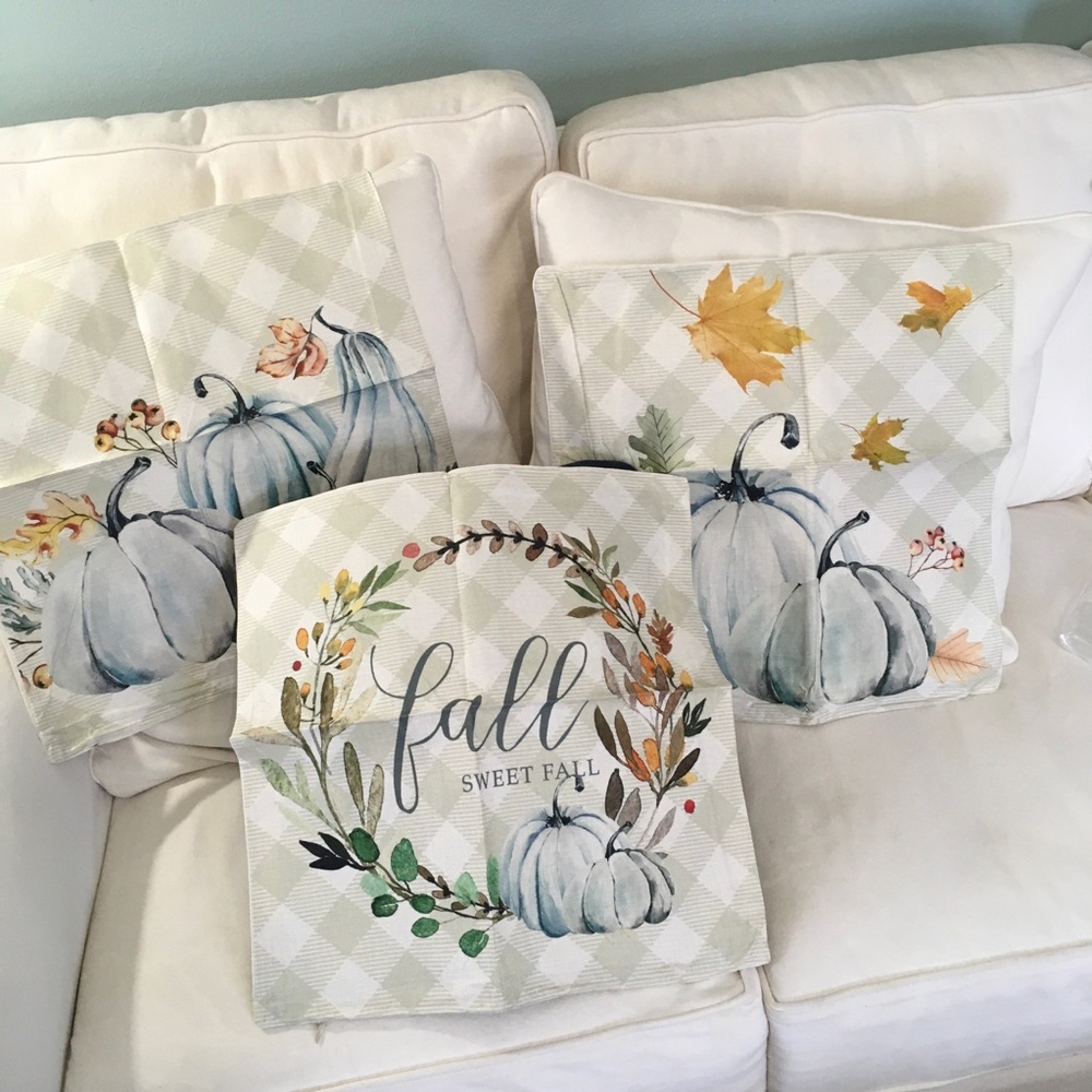 3 Fall Pumpkin Decorative Pillow Covers